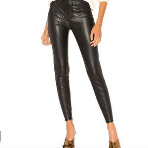 NEW Free People Black Vegan Leather Pants Long & Lean High Rise size 25